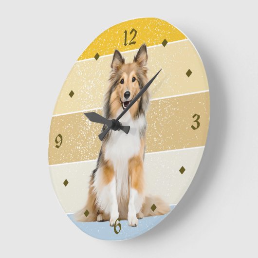 Shetland Sheepdog Retro Sunset Clock Grote Klok (Hoek)