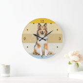 Shetland Sheepdog Retro Sunset Clock Grote Klok (Huis)