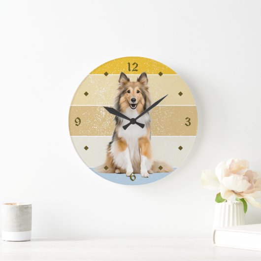 Shetland Sheepdog Retro Sunset Clock Grote Klok (Huis)