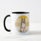 Shetland Sheepdog Retro Sunset Mok (Links)