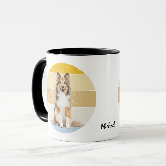 Shetland Sheepdog Retro Sunset Mok (Voorkant links)