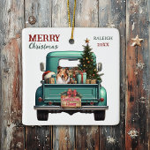 Shetland Sheepdog Retro Truck Kerstmis Keramisch Ornament