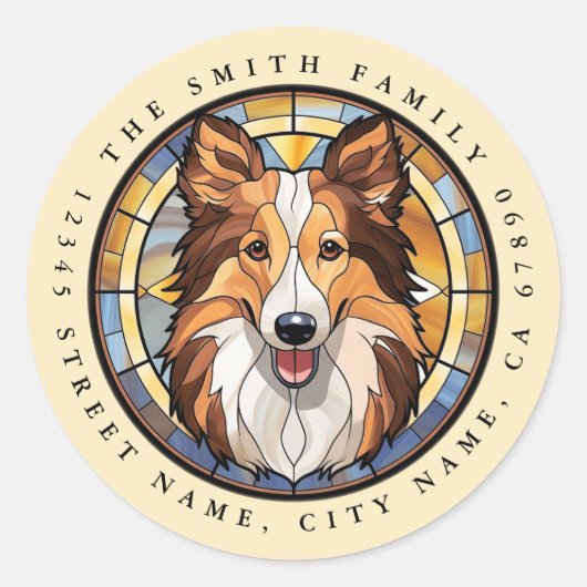 Shetland Sheepdog Ronde Stickers (Voorkant)