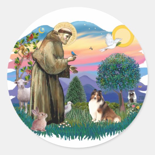 Shetland Sheepdog (sable en wit) Ronde Sticker (Voorkant)