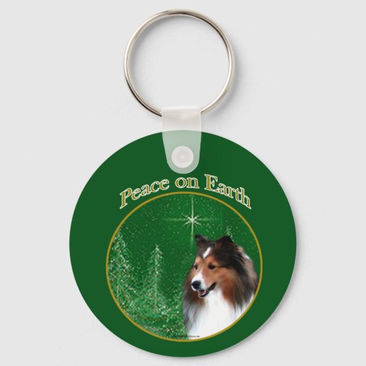 Shetland Sheepdog (sable) Vrede Sleutelhanger (Voorkant)