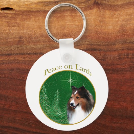 Shetland Sheepdog (sable) Vrede Sleutelhanger (Achterkant)