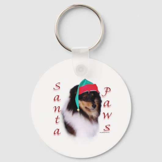 Shetland Sheepdog Santa Paws Sleutelhanger (Voorkant)