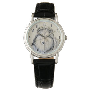 Shetland Sheepdog Schilderij - Mooie Originele Hon Horloge