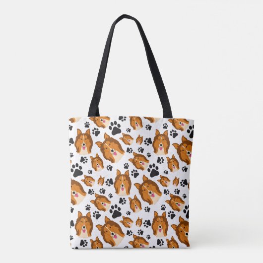 Shetland Sheepdog Scotland Sheltie Dog Puppy Paws Tote Bag (Achterkant)