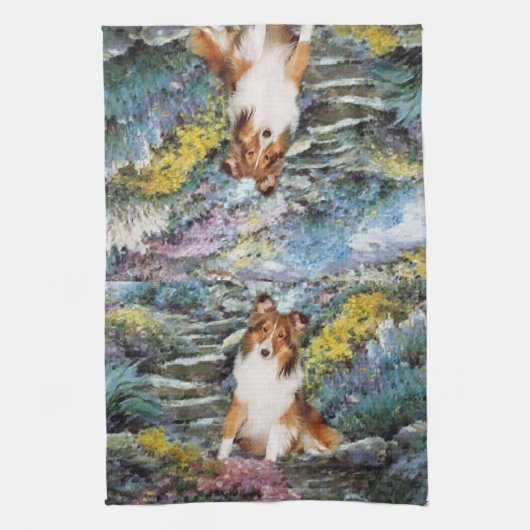 Shetland Sheepdog Sheltie Art Gifts Theedoek (Verticaal)