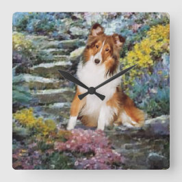 Shetland Sheepdog Sheltie Art Gifts Vierkante Klok