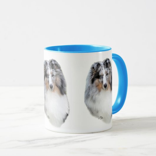 Shetland Sheepdog (Sheltie) blue merle head mok (Voorkant rechts)