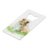 Shetland Sheepdog / Sheltie Creditkaart Flessenopener (Voorkant Gekanteld)