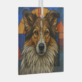 Shetland Sheepdog Sheltie Dog "Glas in lood" Glas Ornament (Voorkant Rechts)