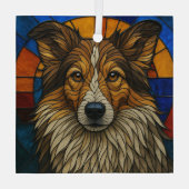 Shetland Sheepdog Sheltie Dog "Glas in lood" Glas Ornament (Achterkant)