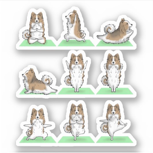 Shetland Sheepdog Sheltie Dog Yoga Pose Workout Ex Sticker (Voorkant)