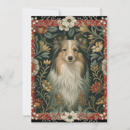 Shetland Sheepdog Sheltie Garden Tapestry Invites Bedankkaart