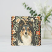 Shetland Sheepdog Sheltie Garden Tapestry Invites Bedankkaart (Staand voorkant)