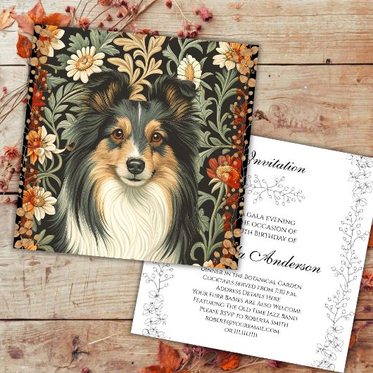 Shetland Sheepdog Sheltie Garden Tapestry Invites Bedankkaart
