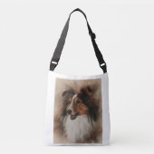 Shetland Sheepdog Sheltie glimlachen Crossbody Tas (Voorkant)