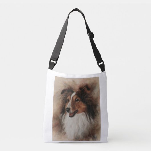Shetland Sheepdog Sheltie glimlachen Crossbody Tas (Voorkant)