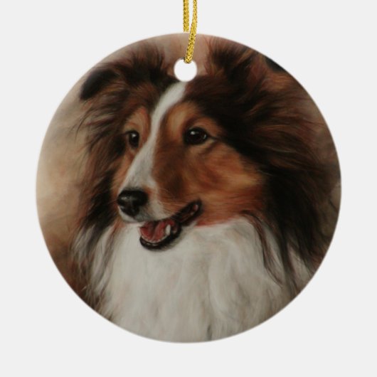 Shetland Sheepdog Sheltie glimlachen Keramisch Ornament (Voorkant)
