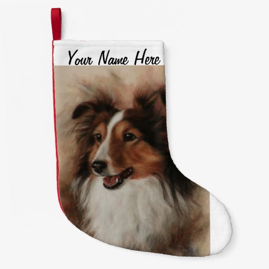 Shetland Sheepdog Sheltie glimlachen Kleine Kerstsok (Voorkant)