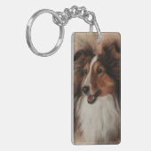 Shetland Sheepdog Sheltie glimlachen Sleutelhanger (Voorkant Links)