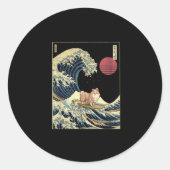 Shetland Sheepdog Sheltie Japanese Kanagawa Wave F Ronde Sticker (Voorkant)