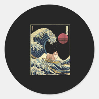 Shetland Sheepdog Sheltie Japanese Kanagawa Wave F Ronde Sticker