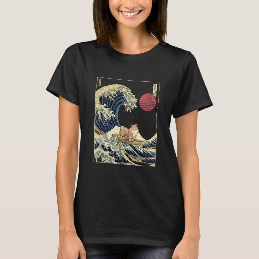 Shetland Sheepdog Sheltie Japanese Kanagawa Wave F T-shirt (Voorkant)