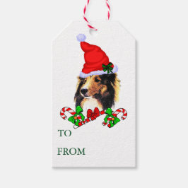 Shetland Sheepdog Sheltie Kerstcadeau-etiketten Cadeaulabel