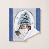 Shetland Sheepdog Sheltie Kerstmis Bad Handdoek (Wasdoekje)