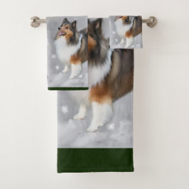 Shetland Sheepdog Sheltie Kerstmis Bad Handdoek