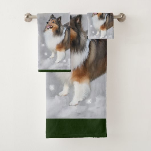 Shetland Sheepdog Sheltie Kerstmis Bad Handdoek (Insitu)