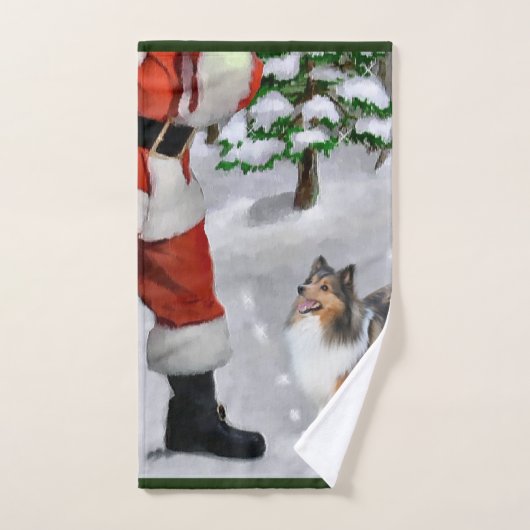 Shetland Sheepdog Sheltie Kerstmis Bad Handdoek (Handdoek)
