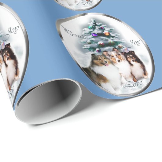 Shetland Sheepdog Sheltie Kerstmis Cadeaupapier (Rol Hoek)