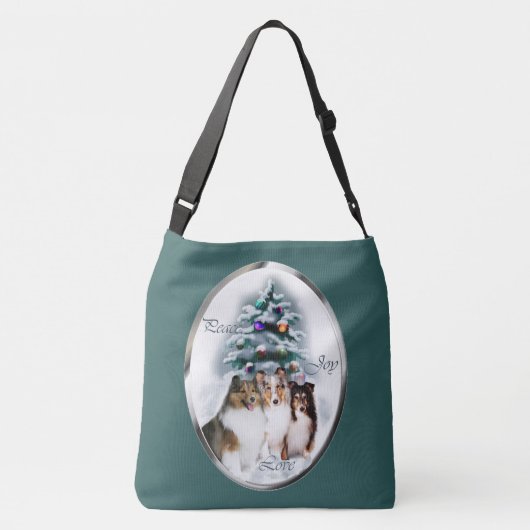 Shetland Sheepdog Sheltie Kerstmis Crossbody Tas (Achterkant)