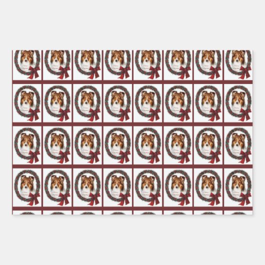 Shetland Sheepdog Sheltie Kerstmis Inpakpapier Vel (Voorkant 3)