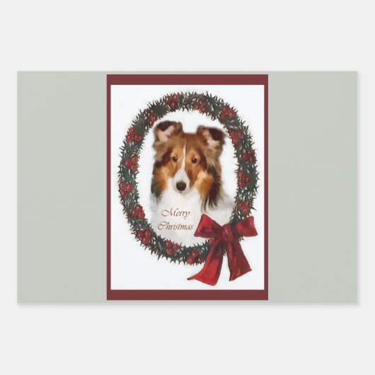 Shetland Sheepdog Sheltie Kerstmis Inpakpapier Vel (Voorkant 2)
