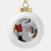 Shetland Sheepdog Sheltie Kerstmis Keramische Bal Ornament (Voorkant)