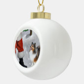 Shetland Sheepdog Sheltie Kerstmis Keramische Bal Ornament (Rechts)