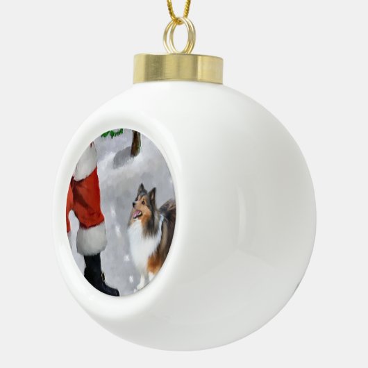 Shetland Sheepdog Sheltie Kerstmis Keramische Bal Ornament (Rechts)