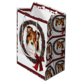 Shetland Sheepdog Sheltie Kerstmis Medium Cadeauzakje (Voorkant Gekanteld)