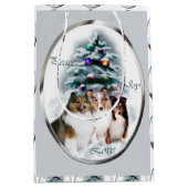 Shetland Sheepdog Sheltie Kerstmis Medium Cadeauzakje (Voorkant)