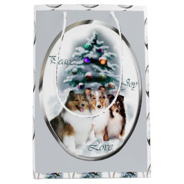 Shetland Sheepdog Sheltie Kerstmis Medium Cadeauzakje