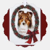 Shetland Sheepdog Sheltie Kerstmis Ornament Kaart (Voorkant)