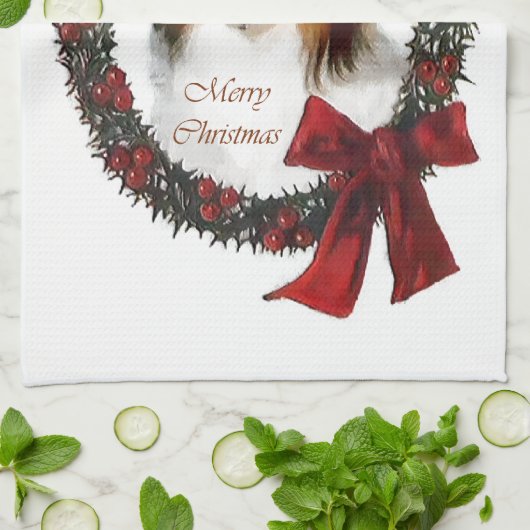 Shetland Sheepdog Sheltie Kerstmis Theedoek (Gevouwen)