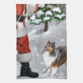 Shetland Sheepdog Sheltie Kerstmis Theedoek