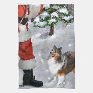 Shetland Sheepdog Sheltie Kerstmis Theedoek